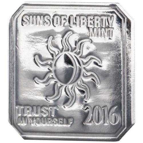 1 oz High Luster Finish Suns of Liberty Silver Square (New)