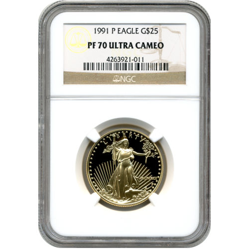 1991-P 1/2 oz Proof American Gold Eagle Coin NGC PF70 UCAM