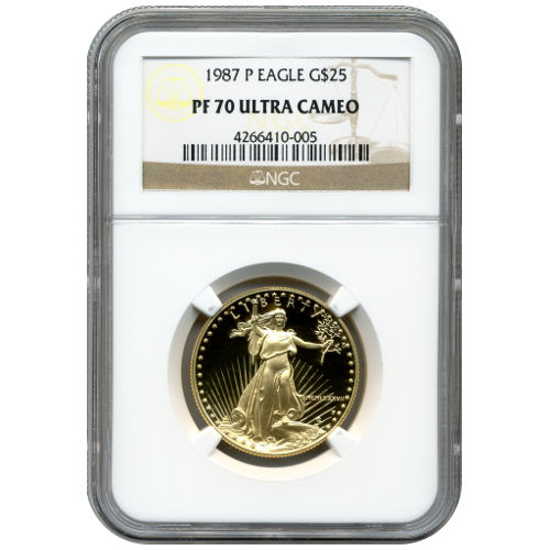 1987-P 1/2 oz Proof American Gold Eagle Coin NGC PF70 UCAM