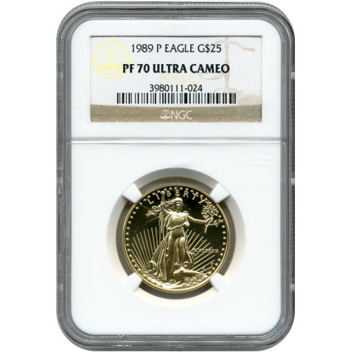 1989-P 1/2 oz Proof American Gold Eagle Coin NGC PF70 UCAM