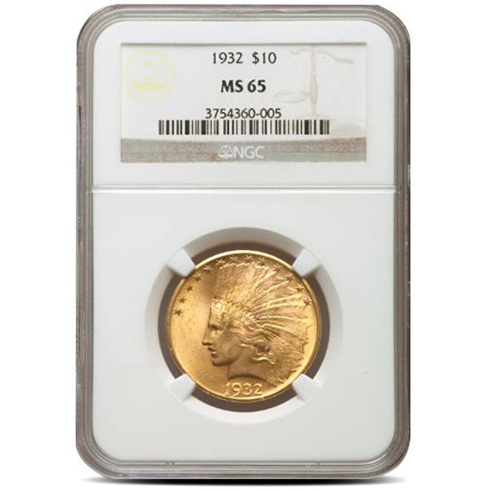 Pre-33 $10 Indian Gold Eagle Coin (MS65, PCGS or NGC)