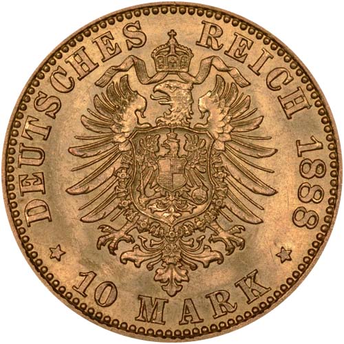 10 Mark German Gold Coin (Random Year, Circulated)