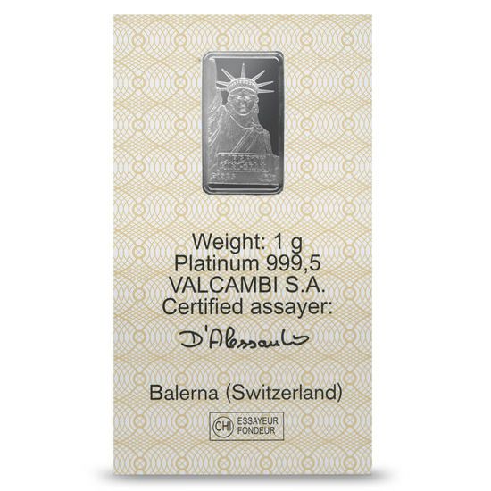 1 Gram Credit Suisse Platinum Bar (New w/ Assay)