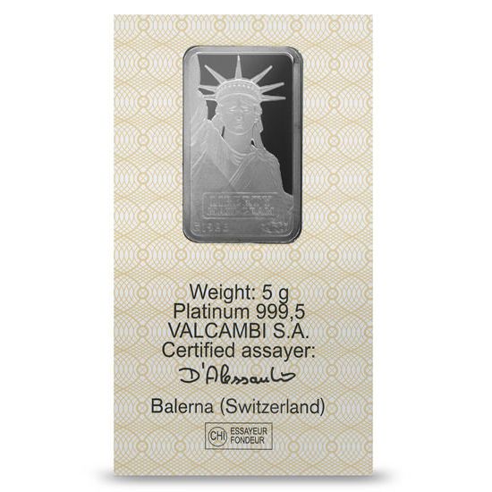 5 Gram Credit Suisse Platinum Bar (New w/ Assay)