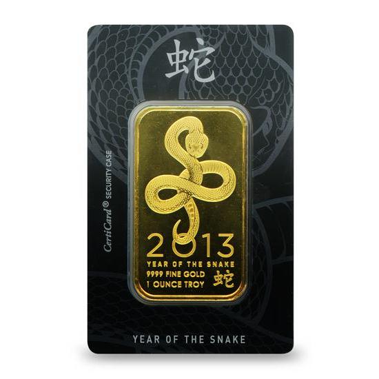 1 oz OPM Lunar Snake Gold Bar (Varied Condition w/ Assay)