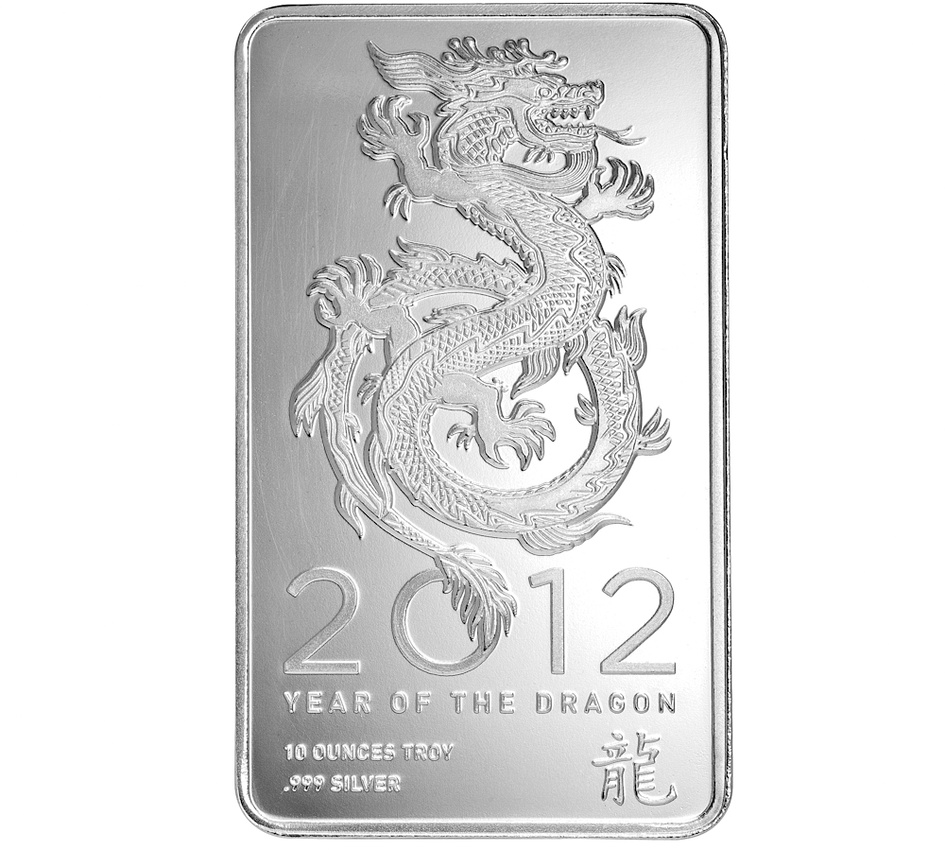 10 oz NTR Lunar Dragon Silver Bar (New)