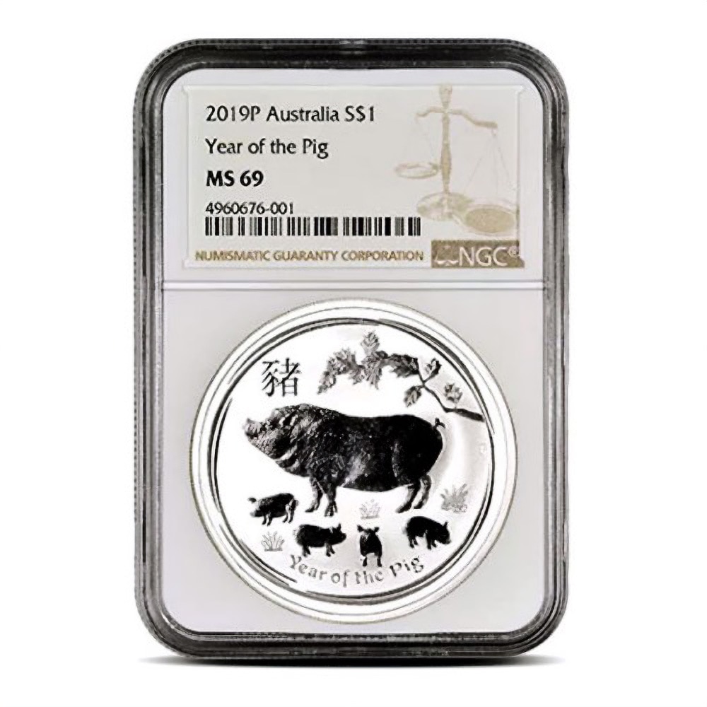 2019 1 oz Australian Silver Lunar Pig Coin NGC MS69