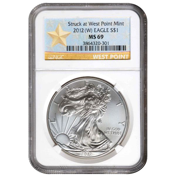 2012 (W) 1 oz American Silver Eagle Coin NGC MS69