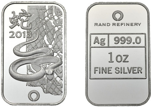 1 oz Rand Lunar Snake Silver Bar (New)