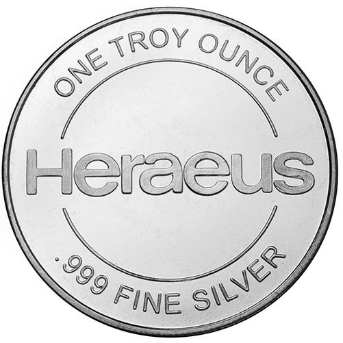1 oz Heraeus Silver Round (New)