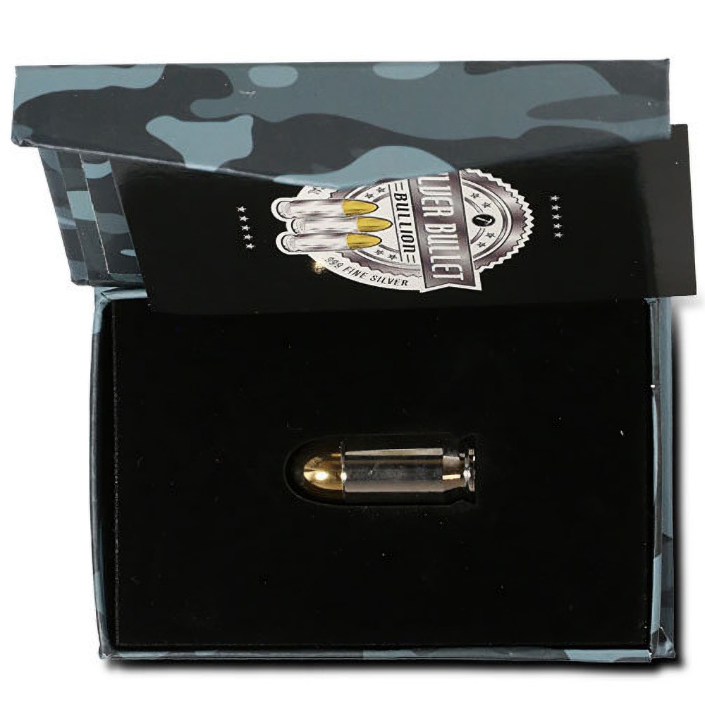 1 oz Rhodium and Gold Plated Silver Bullet (.45 Caliber, New)