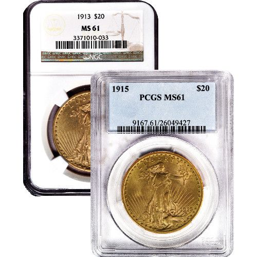 Pre-33 $20 Saint Gaudens Gold Double Eagle Coin (MS61, PCGS or NGC)