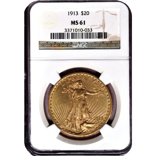 Pre-33 $20 Saint Gaudens Gold Double Eagle Coin (MS61, PCGS or NGC)