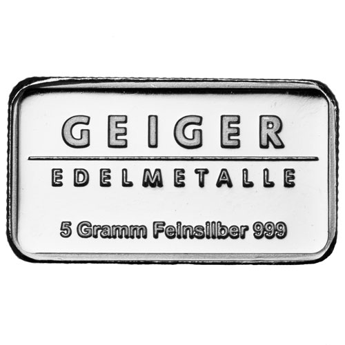 5 Gram Geiger Silver Bar (New)
