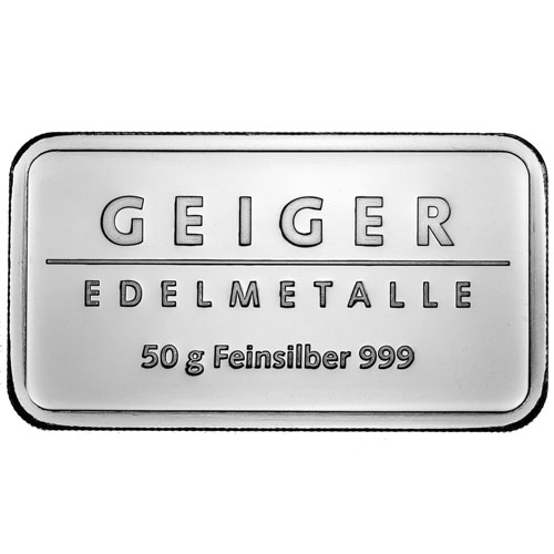 50 Gram Geiger Silver Bar (New)