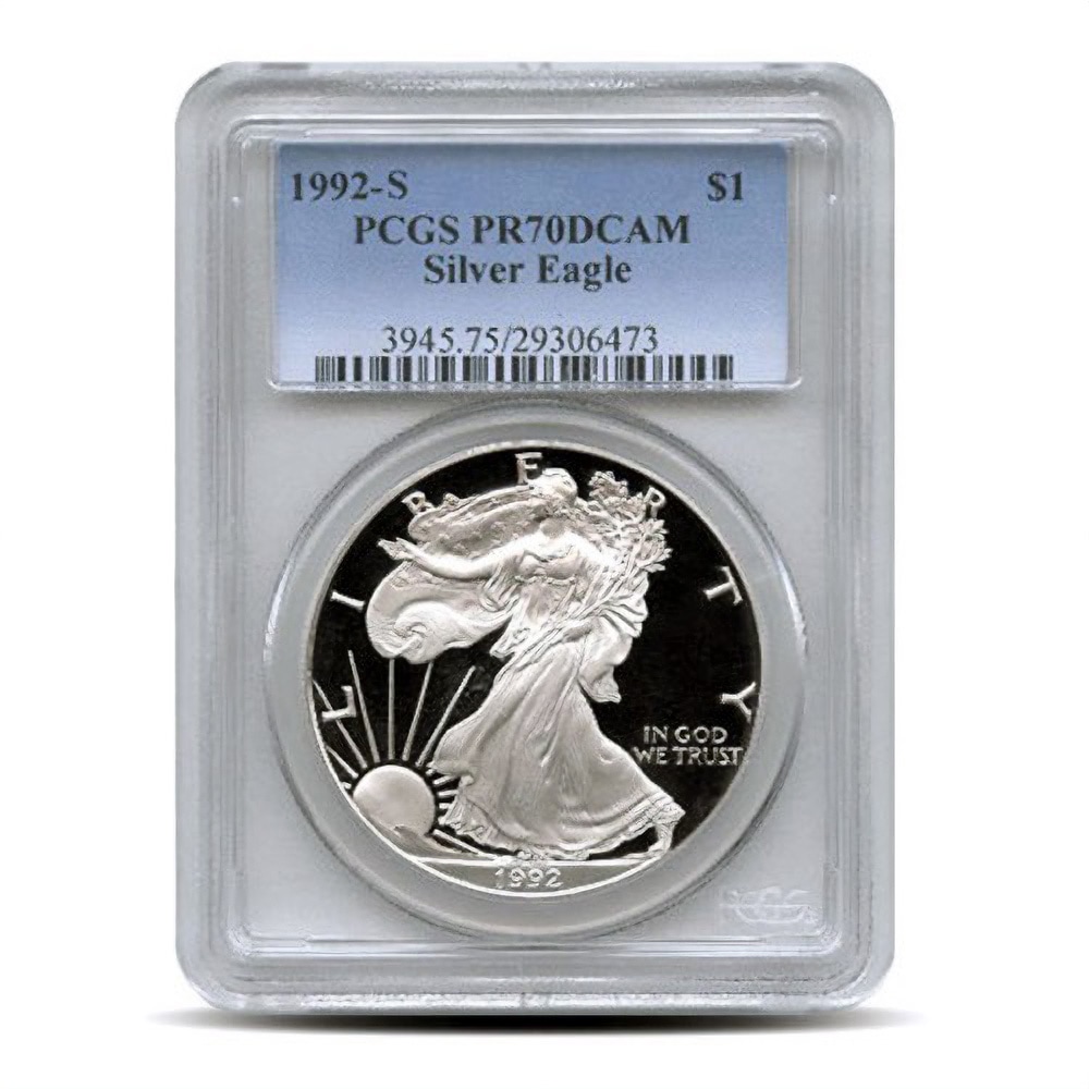 1992-S 1 oz Proof American Silver Eagle Coin PCGS PR70 DCAM