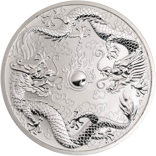 2019 1 oz Australian Silver Double Dragon Coin (BU)