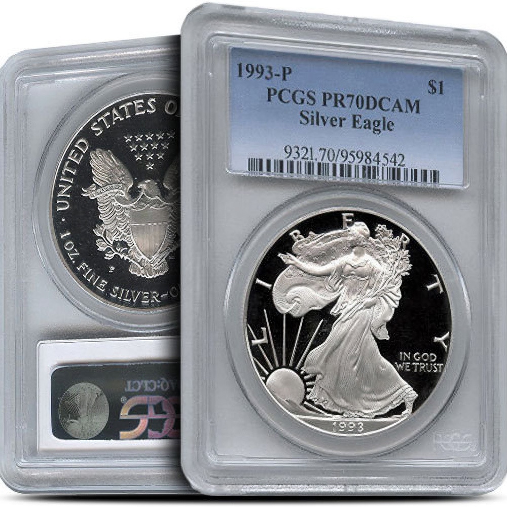 1993-P 1 oz Proof American Silver Eagle Coin PCGS PR70 DCAM
