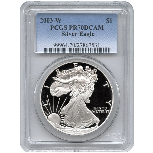 2003-W 1 oz Proof American Silver Eagle Coin PCGS PR70 DCAM