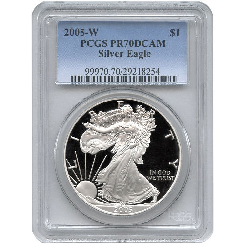 2005-W 1 oz Proof American Silver Eagle Coin PCGS PR70 DCAM