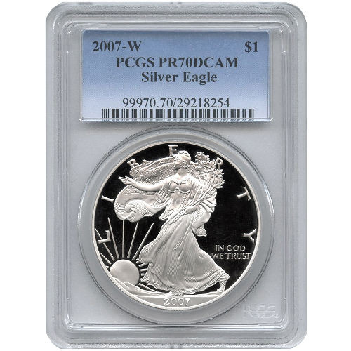 2007-W 1 oz Proof American Silver Eagle Coin PCGS PR70 DCAM
