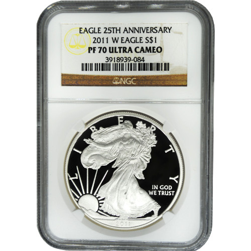 2011-W 1 oz Proof American Silver Eagle Coin NGC PF70 UCAM 25th Anniversary
