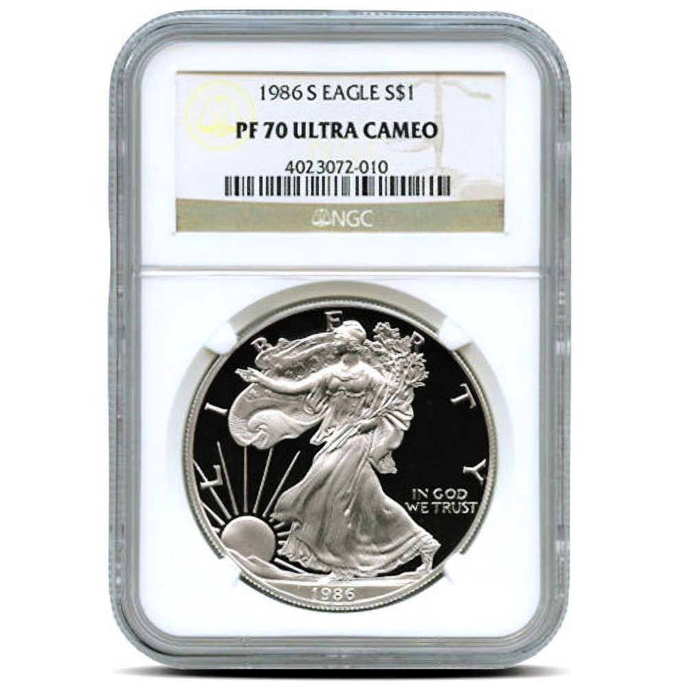 1986-S 1 oz Proof American Silver Eagle Coin NGC PF70 UCAM