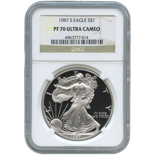 1987-S 1 oz Proof American Silver Eagle Coin NGC PF70 UCAM