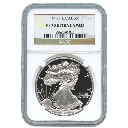 1993-P 1 oz Proof American Silver Eagle Coin NGC PF70 UCAM