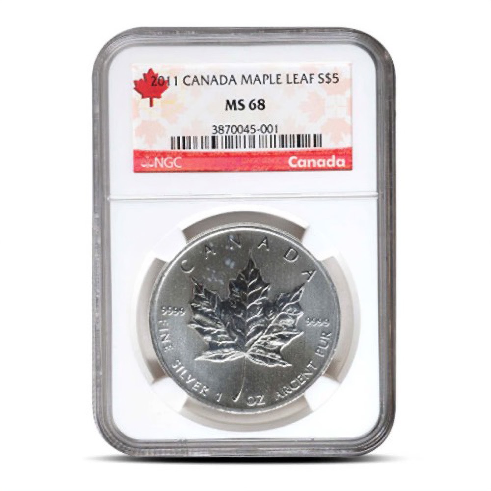 2011 1 oz Canadian Silver Maple Leaf Coin NGC MS68