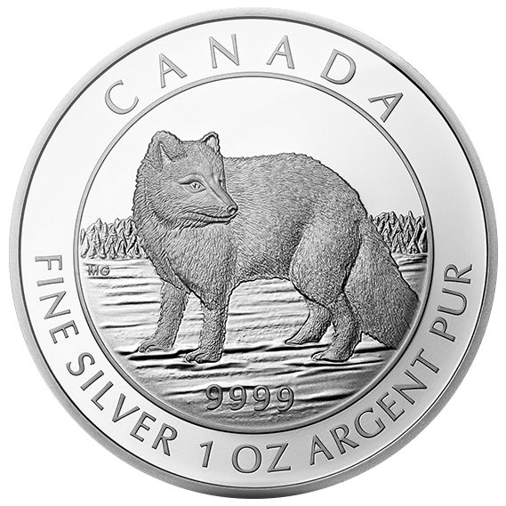 2014 1 oz Arctic Fox $5 Canadian Silver Coin