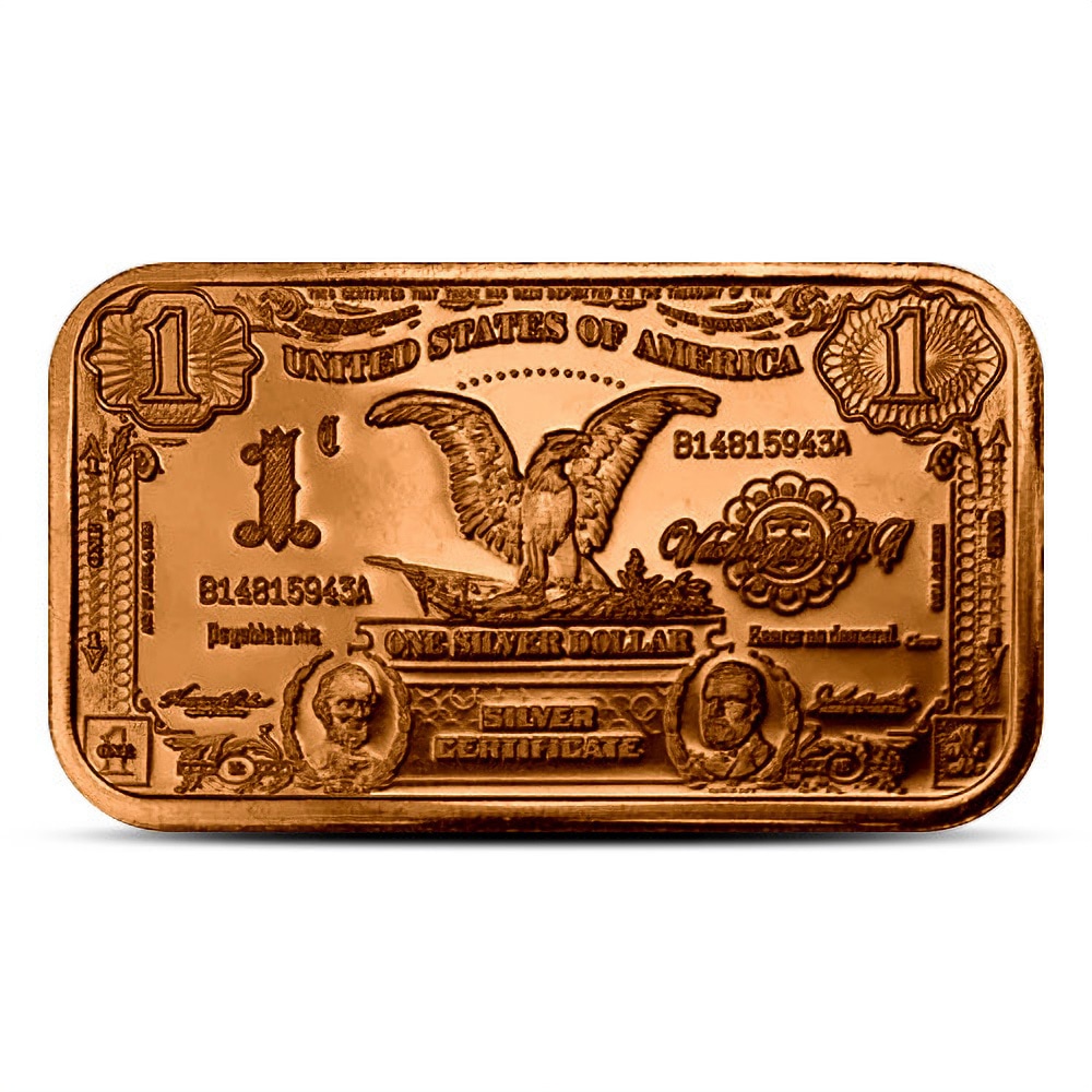 1 oz $1 Banknote Copper Bar (New)