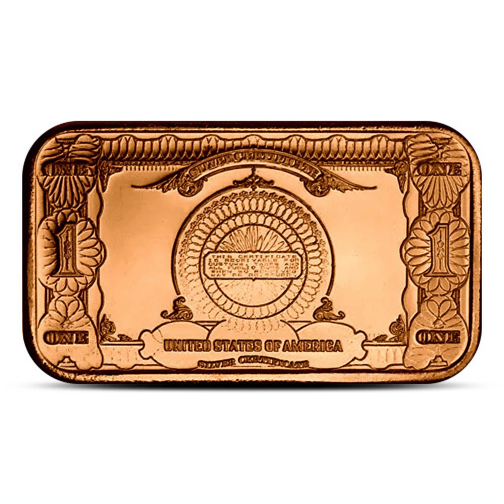 1 oz $1 Banknote Copper Bar (New)