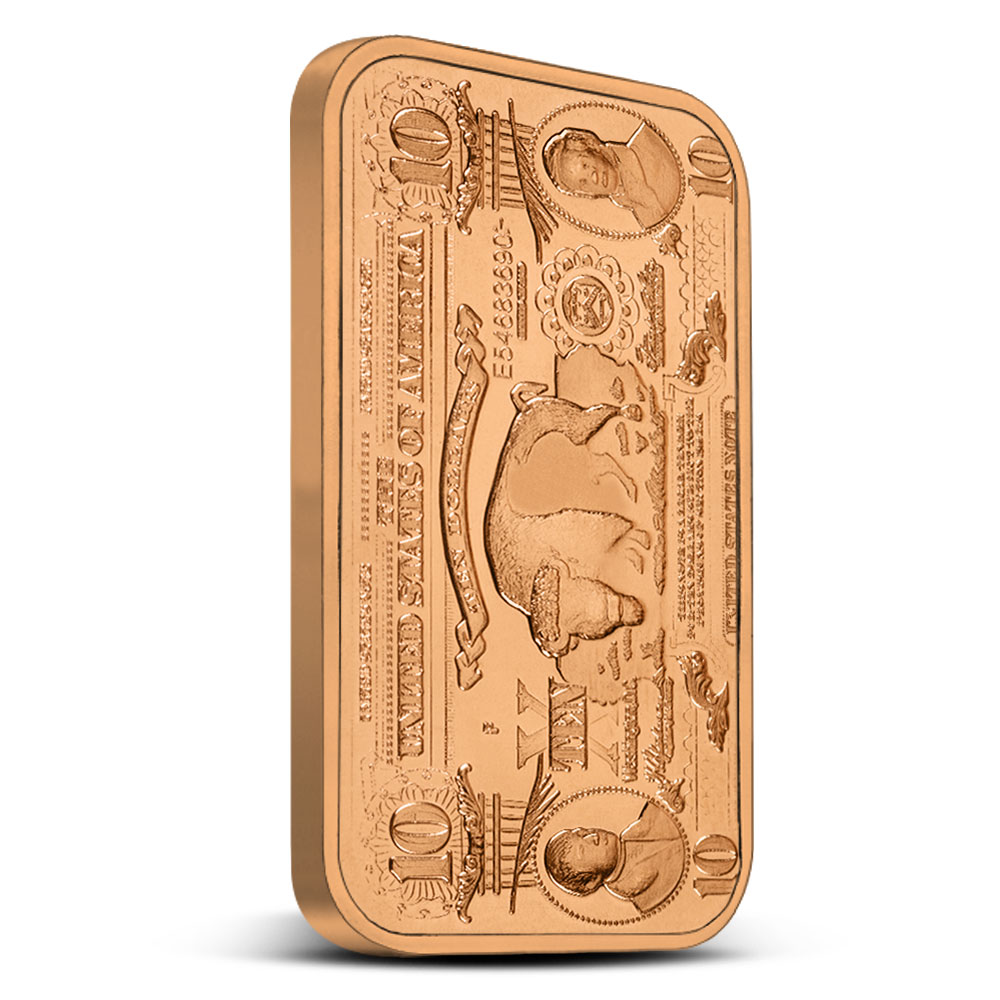 1 oz $10 Banknote Copper Bar (New)