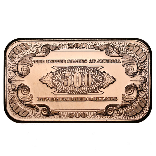 1 oz $500 Banknote Copper Bar (New)