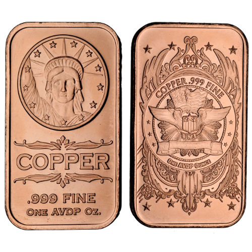 1 oz Liberty Head Copper Bar (New)