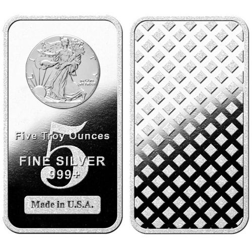 5 oz HM Walking Liberty Silver Bar (New)