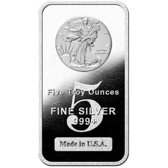 5 oz HM Walking Liberty Silver Bar (New)