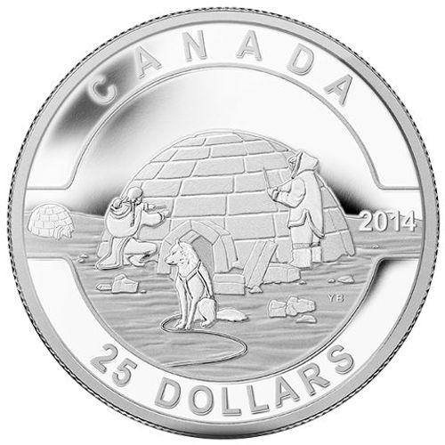 2014 1 oz Igloo $25 Canadian Silver Coin (BU)