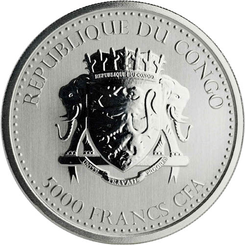 2019 1 oz Congo Silver Silverback Gorilla Coin (Proof-like)