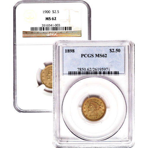 Pre-33 $2.50 Liberty Gold Quarter Eagle Coin (MS62, PCGS or NGC)