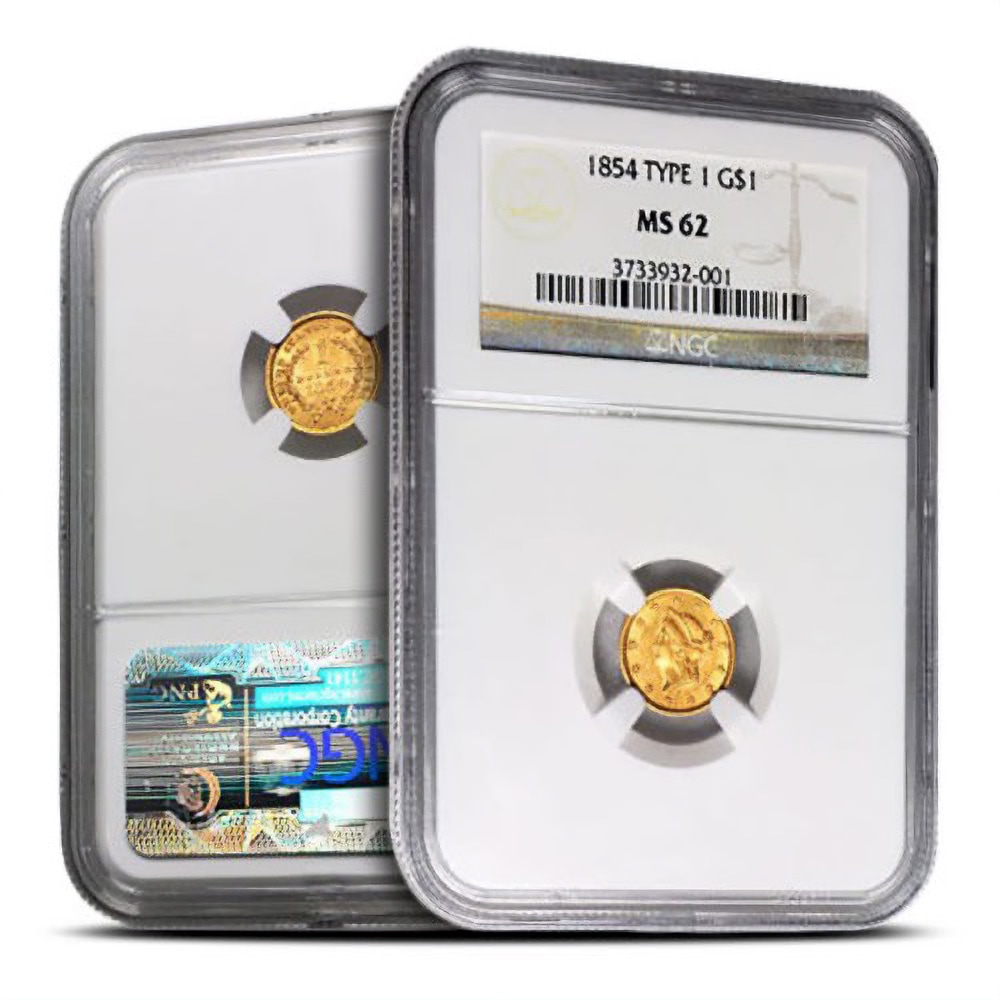 Pre-33 $1 Liberty Gold Coin (Type 1, MS62, PCGS or NGC)