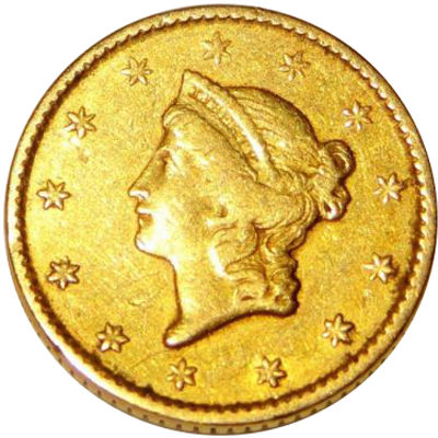 Pre-33 $1 Liberty Gold Coin (Type 1, Cleaned)