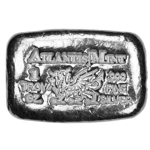 1 oz Atlantis Dragon Hand Poured Silver Bar (New)