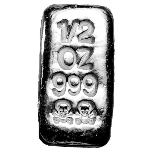 1/2 oz Atlantis Skull and Crossbones Hand Poured Silver Bar (New)