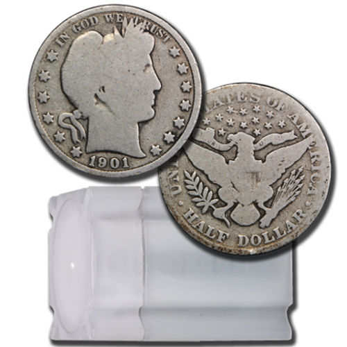 90% Silver Barber Half Dollars ($10 Tube, Circulated)