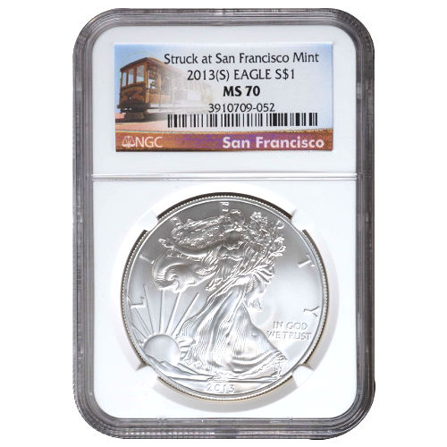 2013 (S) 1 oz American Silver Eagle Coin NGC MS70