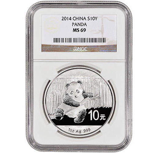 2014 1 oz Chinese Silver Panda Coin NGC MS69