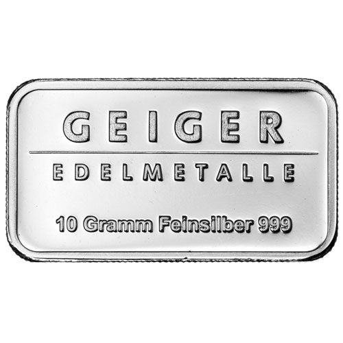 10 Gram Geiger Silver Bar (New)