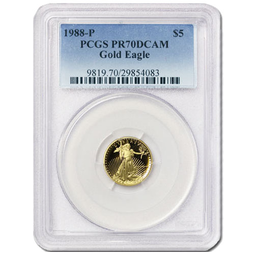 1988-P 1/10 oz Proof American Gold Eagle Coin PCGS PR70 DCAM